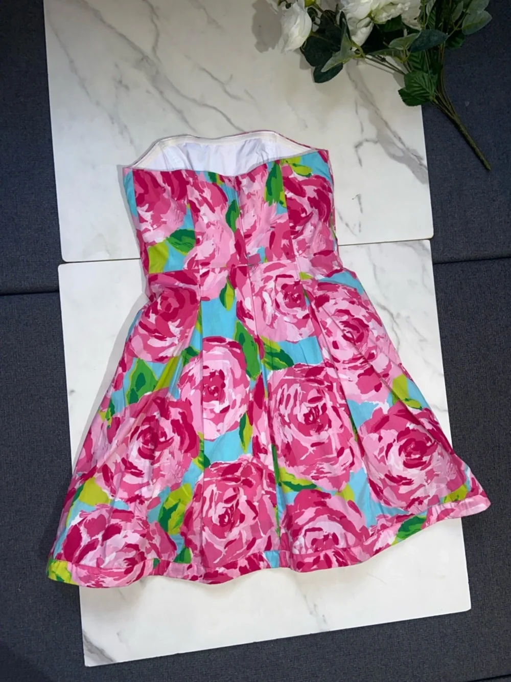 Lilly Pulitzer Blossom Strapless Mini Dress Hottie Pink Size 00 - Picture 3 of 17